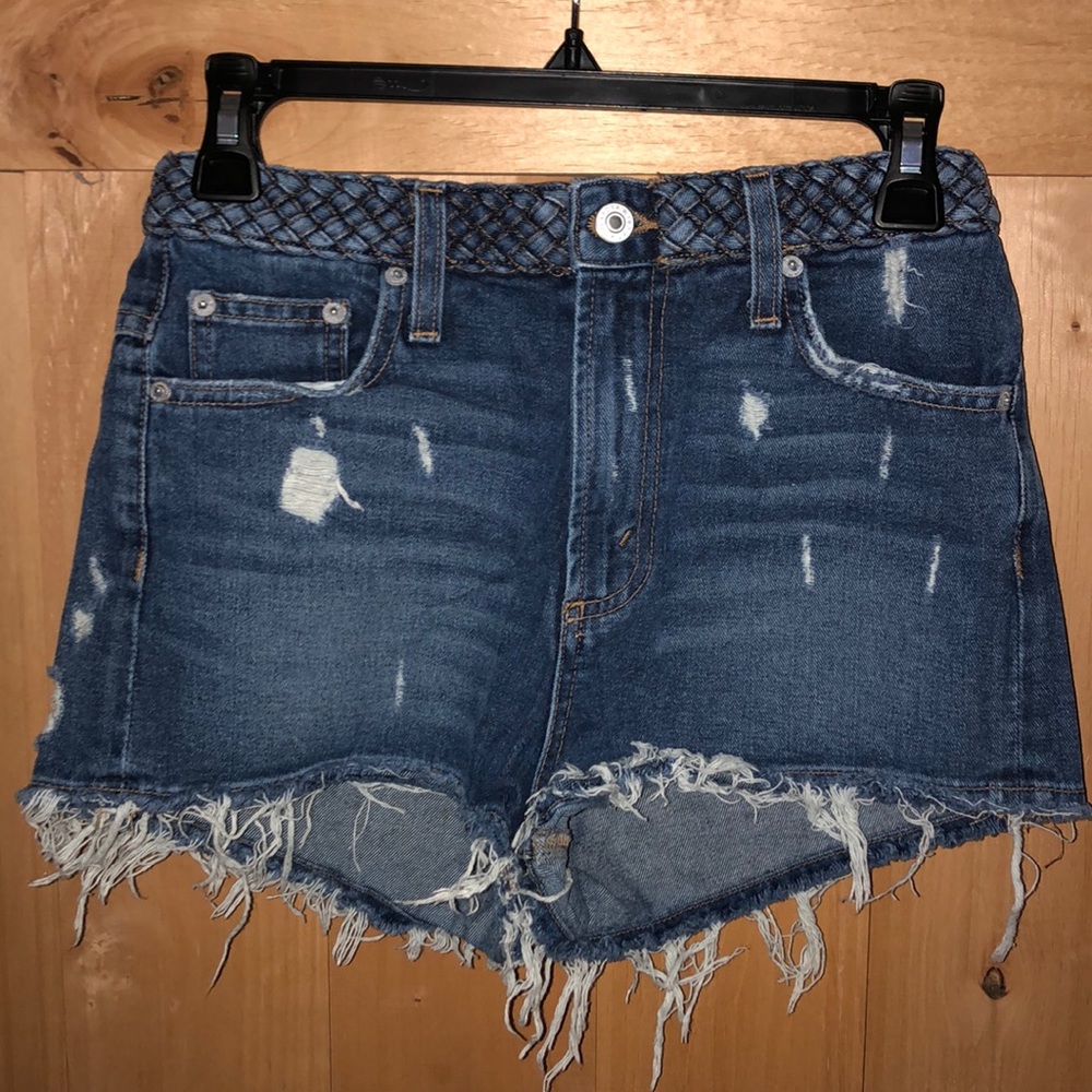 Denim shorts.